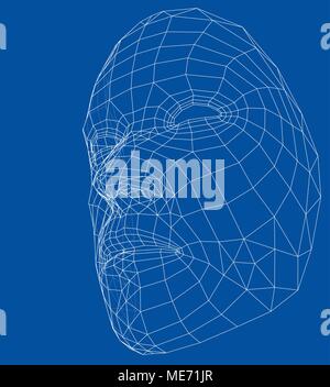 Wire-frame abstract human face Stock Vector