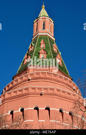 Corner Arsenalnaya Tower of Kremlin in Moscow, Russia. Stock Photo