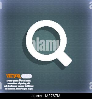 Magnifier glass  icon symbol on the blue-green abstract background with shadow and space for your text. Vector illustration Stock Vector