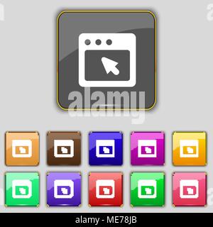 the dialog box icon sign. Set with eleven colored buttons for your site. Vector illustration Stock Vector
