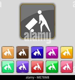 Loader icon sign. Set with eleven colored buttons for your site. Vector illustration Stock Vector