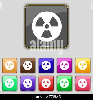 radiation icon sign. Set with eleven colored buttons for your site. Vector illustration Stock Vector
