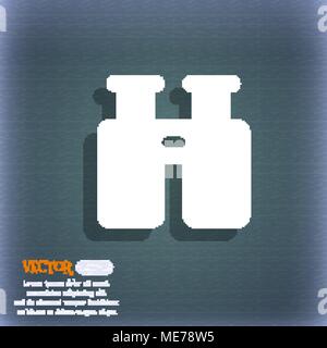 Binocular, Search, Find information  icon symbol on the blue-green abstract background with shadow and space for your text. Vector illustration Stock Vector