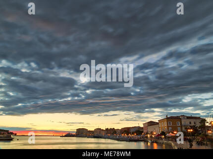 sunset on seascape in Croatia Stock Photo