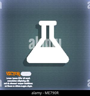 Conical Flask  icon symbol on the blue-green abstract background with shadow and space for your text. Vector illustration Stock Vector