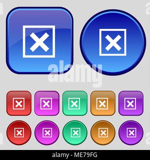 Cancel  icon sign. A set of twelve vintage buttons for your design. Vector illustration Stock Vector