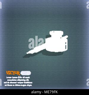 pen and ink icon symbol on the blue-green abstract background with shadow and space for your text. Vector illustration Stock Vector