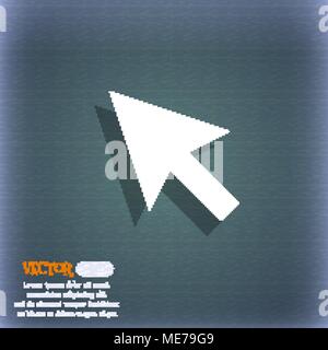 arrow cursor, computer mouse icon symbol on the blue-green abstract background with shadow and space for your text. Vector illustration Stock Vector