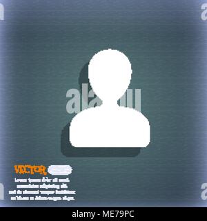 male silhouette icon symbol on the blue-green abstract background with shadow and space for your text. Vector illustration Stock Vector