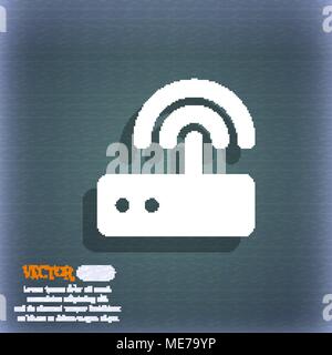 Wi fi router icon symbol on the blue-green abstract background with shadow and space for your text. Vector illustration Stock Vector