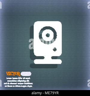 Web cam icon symbol on the blue-green abstract background with shadow and space for your text. Vector illustration Stock Vector