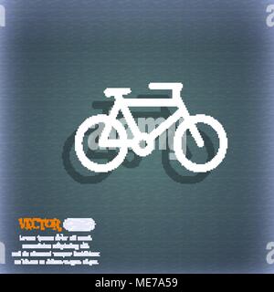 bike icon symbol on the blue-green abstract background with shadow and space for your text. Vector illustration Stock Vector