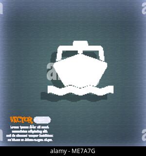 the boat icon symbol on the blue-green abstract background with shadow and space for your text. Vector illustration Stock Vector