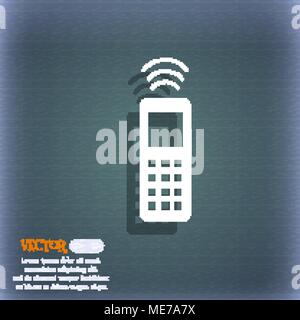 the remote control icon symbol on the blue-green abstract background with shadow and space for your text. Vector illustration Stock Vector