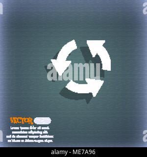 Refresh icon symbol on the blue-green abstract background with shadow and space for your text. Vector illustration Stock Vector
