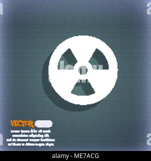 radiation icon symbol on the blue-green abstract background with shadow and space for your text. Vector illustration Stock Vector