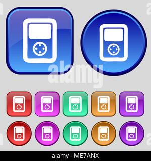 Joystick icon sign. Set of twelve rectangular, colorful, beautiful ...