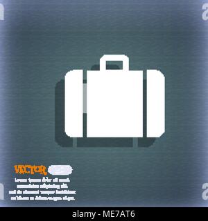 suitcase icon symbol on the blue-green abstract background with shadow and space for your text. Vector illustration Stock Vector