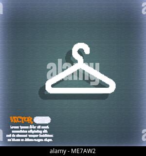 clothes hanger icon symbol on the blue-green abstract background with shadow and space for your text. Vector illustration Stock Vector
