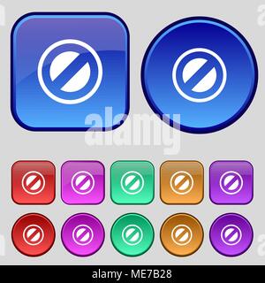 Cancel icon sign. A set of twelve vintage buttons for your design. Vector illustration Stock Vector
