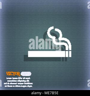cigarette smoke icon symbol on the blue-green abstract background with shadow and space for your text. Vector illustration Stock Vector