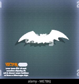 bat icon symbol on the blue-green abstract background with shadow and space for your text. Vector illustration Stock Vector