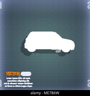Jeep icon symbol on the blue-green abstract background with shadow and space for your text. Vector illustration Stock Vector