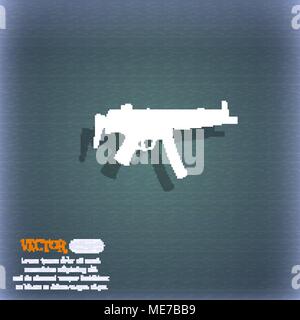 machine gun icon symbol on the blue-green abstract background with shadow and space for your text. Vector illustration Stock Vector