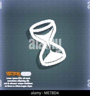 hourglass icon symbol on the blue-green abstract background with shadow and space for your text. Vector illustration Stock Vector