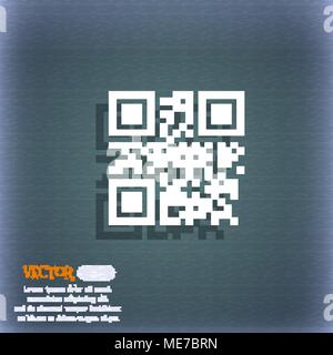 Qr code icon symbol on the blue-green abstract background with shadow and space for your text. Vector illustration Stock Vector