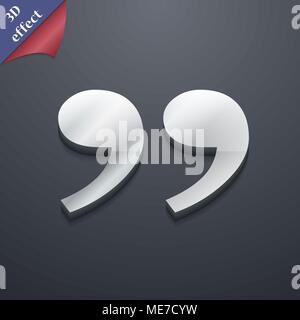 Double quotes icon symbol. 3D style. Trendy, modern design with space ...