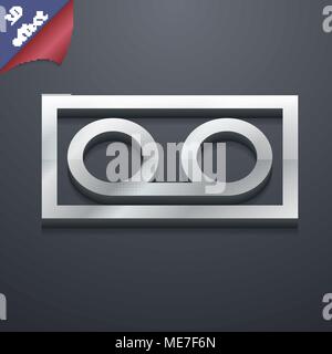 audio cassette icon symbol. 3D style. Trendy, modern design with space ...