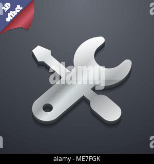 screwdriver, key, settings icon symbol. 3D style. Trendy, modern design with space for your text Vector illustration Stock Vector