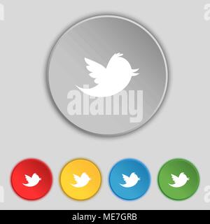 Social media, messages twitter retweet icon sign. Symbol on five flat buttons. Vector illustration Stock Vector