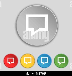 Speech bubble, Think cloud icon sign. Symbol on five flat buttons. Vector illustration Stock Vector