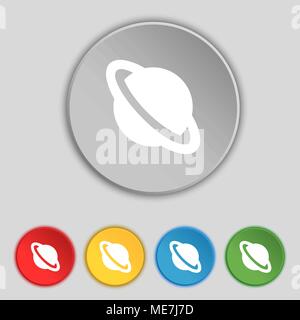 Jupiter planet icon sign. Symbol on five flat buttons. Vector illustration Stock Vector