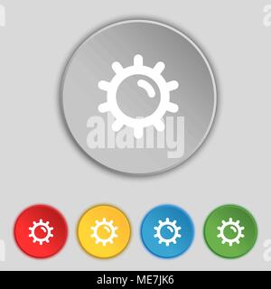 Sun icon sign. Symbol on five flat buttons. Vector illustration Stock Vector
