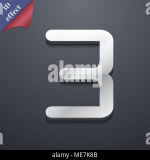 number three icon symbol. 3D style. Trendy, modern design with space for your text Vector illustration Stock Vector