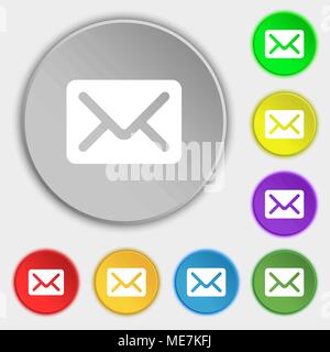 Mail, envelope, letter icon sign. Symbol on five flat buttons. Vector illustration Stock Vector