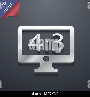 Aspect ratio 4 3 widescreen tv  icon symbol. 3D style. Trendy, modern design with space for your text Vector illustration Stock Vector
