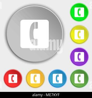 handset icon sign. Symbol on five flat buttons. Vector illustration Stock Vector