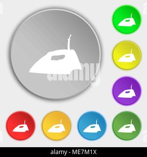 Iron icon sign. Symbol on five flat buttons. Vector illustration Stock Vector