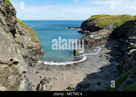 merlins cove at tintagel in north cornwall, england, britain, uk. Stock Photo