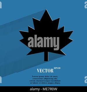 maple Leaf. Flat modern web button with long shadow and space for your text. Vector. EPS10 Stock Vector