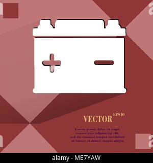 Car battery. Flat modern web button on a flat geometric abstract background. Vector. EPS10 Stock Vector