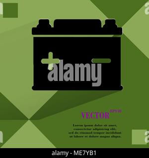 Car battery. Flat modern web button on a flat geometric abstract background. Vector. EPS10 Stock Vector