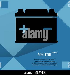 Car battery. Flat modern web button on a flat geometric abstract background. Vector. EPS10 Stock Vector
