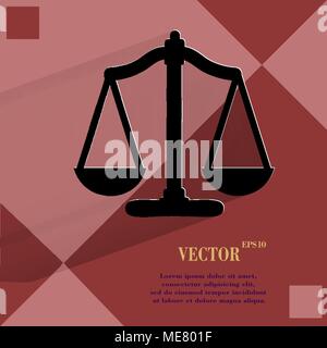Scales balance. Flat modern web button on a flat geometric abstract background  Vector. EPS10 Stock Vector