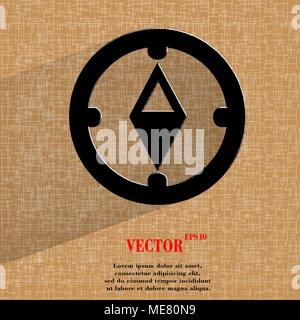 Compass. Flat modern web button   on a flat geometric abstract background  Vector. EPS10 Stock Vector