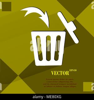 Trash bin. Flat modern web button  on a flat geometric abstract background  Vector. EPS10 Stock Vector
